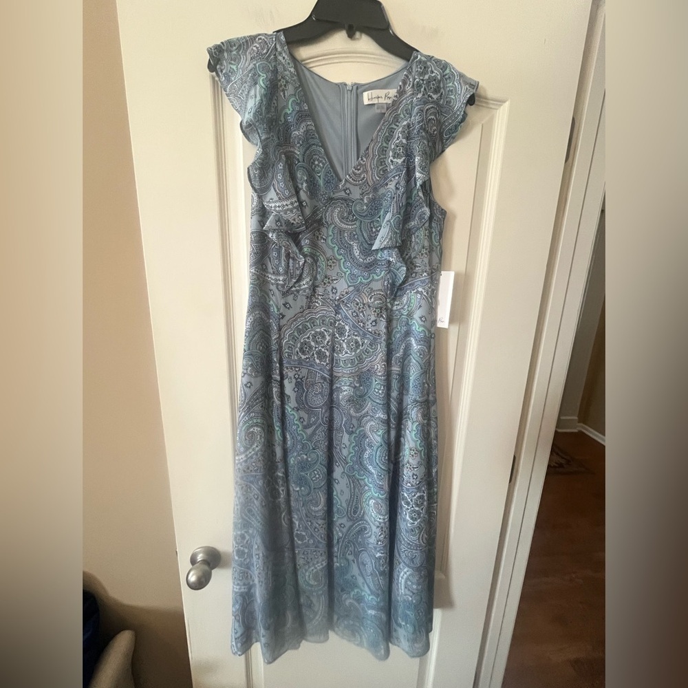 Harper Rose Light Blue Paisley Ruffle V-Neck Maxi Dress Women’s Size 8